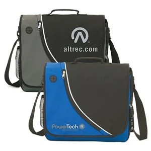 Corba - Polyester Messenger Bag With Music Player/cell Phone Cord Outlet On The Flap Pocket