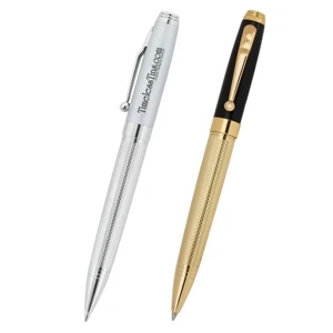 Excalibur (r) - Twist Action Brass Ballpoint Pen With Textured Barrel And Beautiful Accents