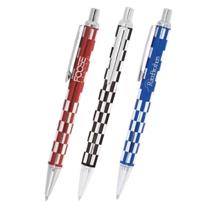Paladin - Metal Ballpoint Pen, With Checkered Design Against Its Lustrous Barrel