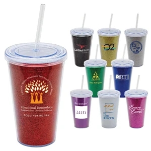 Luxe (tm) - Acrylic 16 Oz. Tumbler, Double-walled With High Quality Clear Straw And Lid