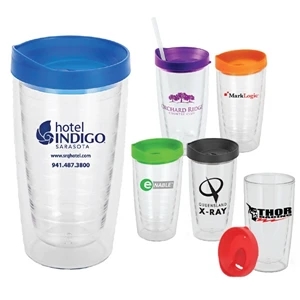 Trevi - Double Wall,16 Oz. Acrylic Tumbler Includes Colorful Lid With A Sliding Closure