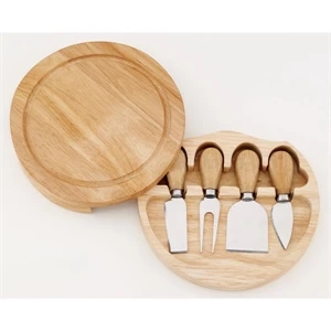 Swivel Cheese Board Set. Includes Hard And Soft Cheese Knives, Spatula And More