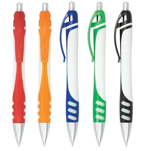 Dorsali - Colorful, Retractable Ballpoint Pen With Slender Curves And A Snowy Barrel