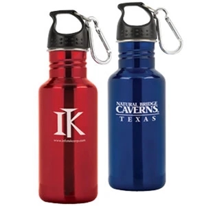Clutch - Stainless Steel 16.9 Oz Sports Bottle With Screw-on Top And Carabiner Clip