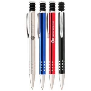 Aberrant - Retractable Ballpoint Pen With Its Shock Absorber-style End And Etched Grip Contrast