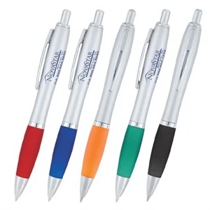 Royce - Click Action Ballpoint Pen With Colored Rubber Grip And Polished Barrel