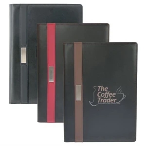 Ceres - Simulated Leather Padfolio With Pockets For Cards And Files, 8-1/2" X 11" Memo Pad