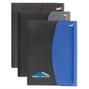 Prospect - Simulated Leather 3-ring Zip Portfolio With Vertical Color Bar Design. Includes Pad
