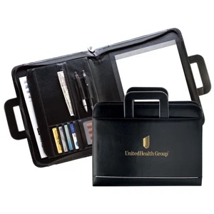 Ceo - Black Simulated Leather Portfolio With Handle And Interior Organizer