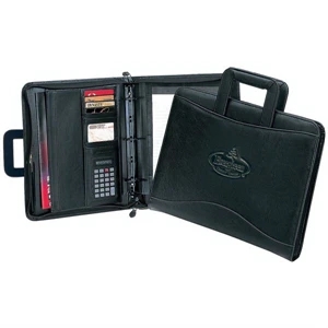 Harvard - Simulated Leather Portfolio With Retractable Handle With Metal Three Ring Binder