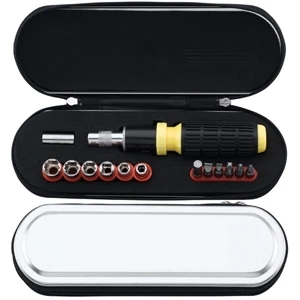 Screwdriver Set Includes Ratchet, Sockets, Screwdriver Bits And A Carrying Case