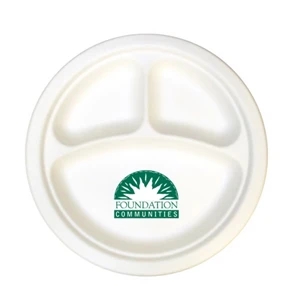 10" 3-Compartment Compostable Paper Plate