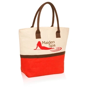 Two-Tone Jute Beach Tote Bags