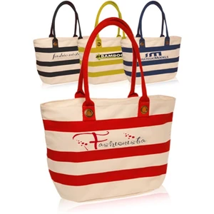 18.25"W x 11"H Striped Sailor Canvas Tote Bags