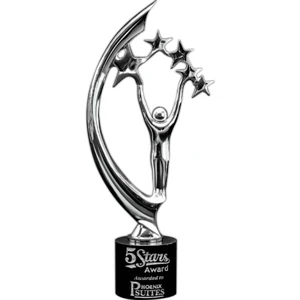 Chrome Sculpture Award on Marble Base - Top Star II