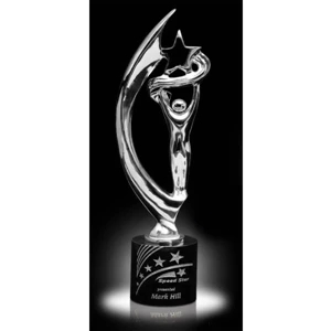 Chrome Sculpture Award on Black Stone Base - Triumph