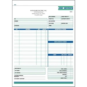 Ruled Job Invoice Form