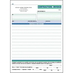 Ruled Contractor Invoice Form