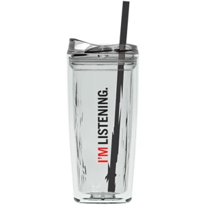 Custom Logo 16 oz Geo Double Wall Acrylic Tumbler w/Straw