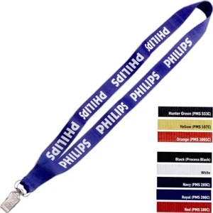 3/4" Polyester Sewn Lanyard with Silver Bulldog Clip