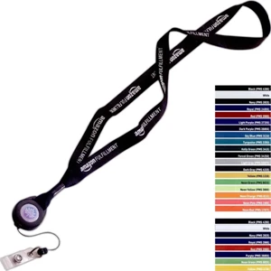 Custom Logo 5/8" Polyester "Shoelace" Lanyard w/ Retractable Badge Reel