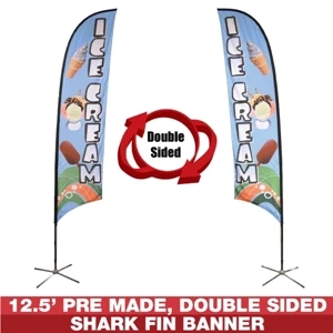 12.5ft Pre-Made Double Sided Flag Banner (Ice cream)