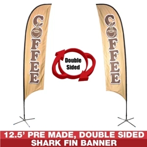 12.5ft Pre-Made Double Sided Flag Banner (Coffee)