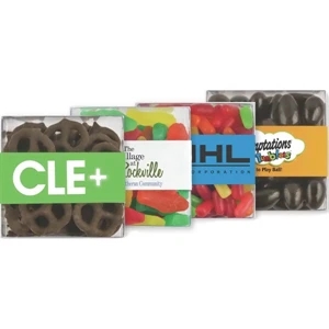 Square Acetate with Milk Chocolate Mini Pretzels