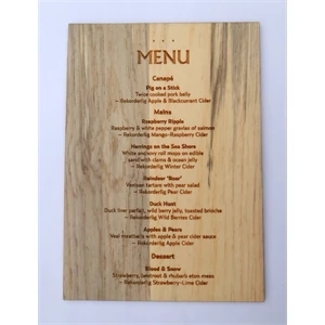 4" x 9" - Solid Hardwood Menus - Cocktail