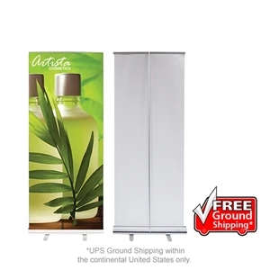 33.5 in. Econoroll Retractable - Silver w/ 80"H Vinyl Banner