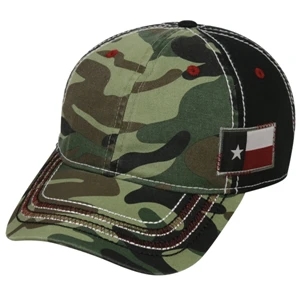 Camo Cap with Flag Woven Label on Side