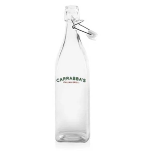 34 oz. Wire Lid Square Glass Carafe Water Bottles