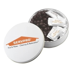 Glad Tidings Tin filled English Butter Toffee & Choc Almonds