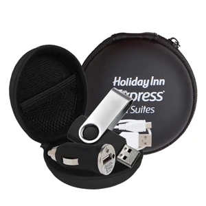 Store N Charge Tech Set in Round Zipper Case