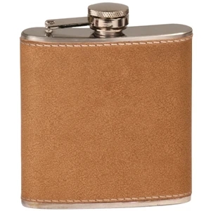 6 oz. Laser Engraved Stainless Steel Flask, Leatherette