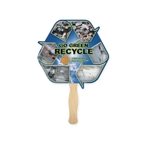 Eco Symbol Shape Full Color 1 Sided Hand Fan