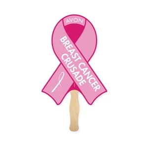 Awareness Ribbon Shape Full Color 1 Sided Hand Fan
