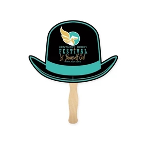 Derby Hat Shape Full Color 1 Sided Hand Fan