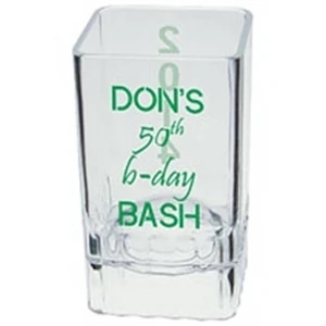 2 oz. Clear Heavy Plastic Fluted Square Shot Glass