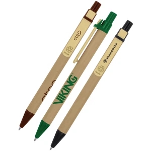 Eco-Friendly Recycled Cardboard Clicker Pen w/ Bamboo Clip