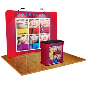 Tension Fabric Display Curved with Podium and Light Kit