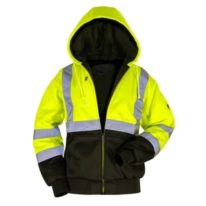 ANSI Class 3 Hooded Soft Shell Jacket with Black Bottom