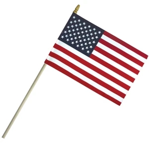 4" x 6" Economy Cotton US Stick Flag w/Spear Top & 10" Dowel