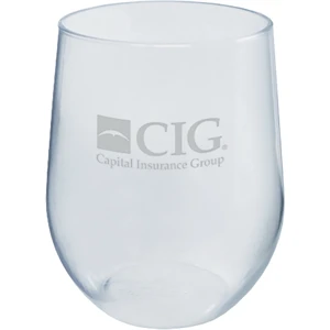 12 oz. Clear Plastic Stemless Wine Glass