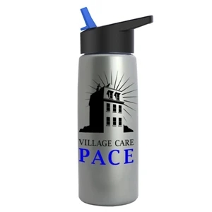 26 oz Metallic Bottle with Flip Straw lid