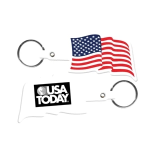 U.S. Flag Shape Flexible Key Tag with Keyring