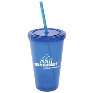 16 oz Acrylic Tumbler with Lid and Straw