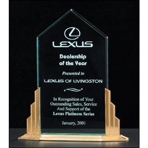 Peak Acrylic Award on a Gold Tone Finish Aluminum Base