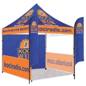 10x10 Tent, 2 8ft Flags, BackWall and 2 Side Rails one sided