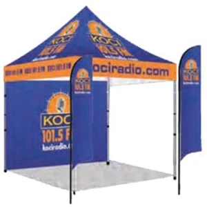 10x10 Tent, (2)8' Flags one side & 10'Back Wall Single Sided